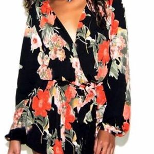 Honey Punch Black Floral Romper*